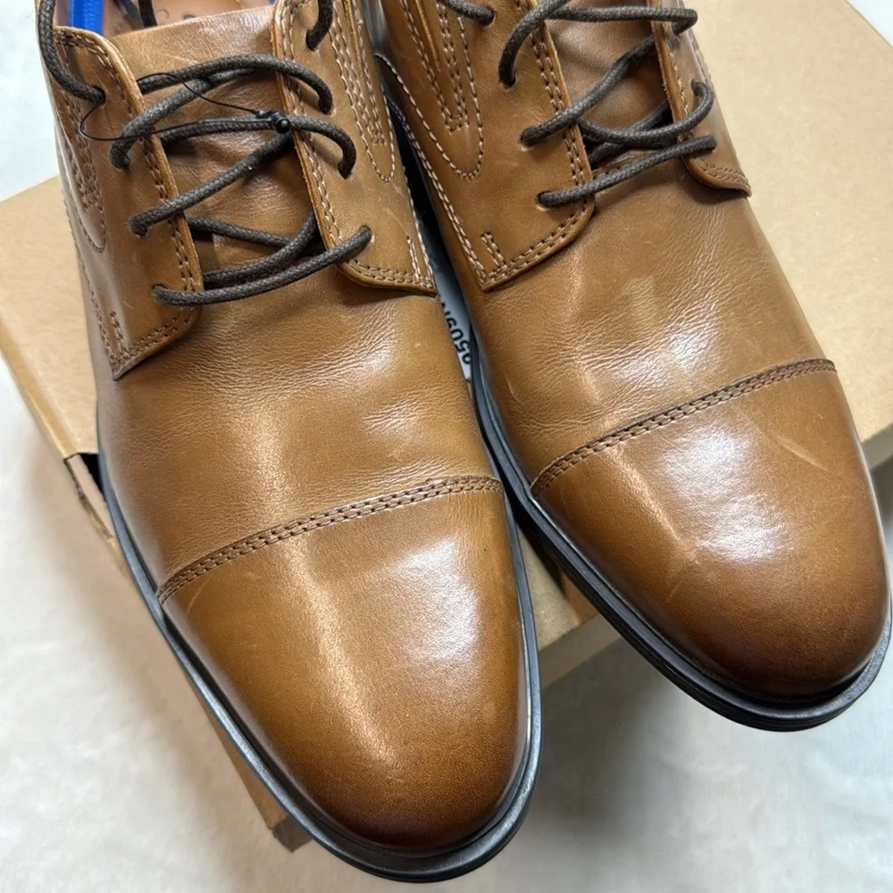 Clarks Whiddon Cap Toe Oxfords Leather Shoes in Dark Tan- Size 8.5